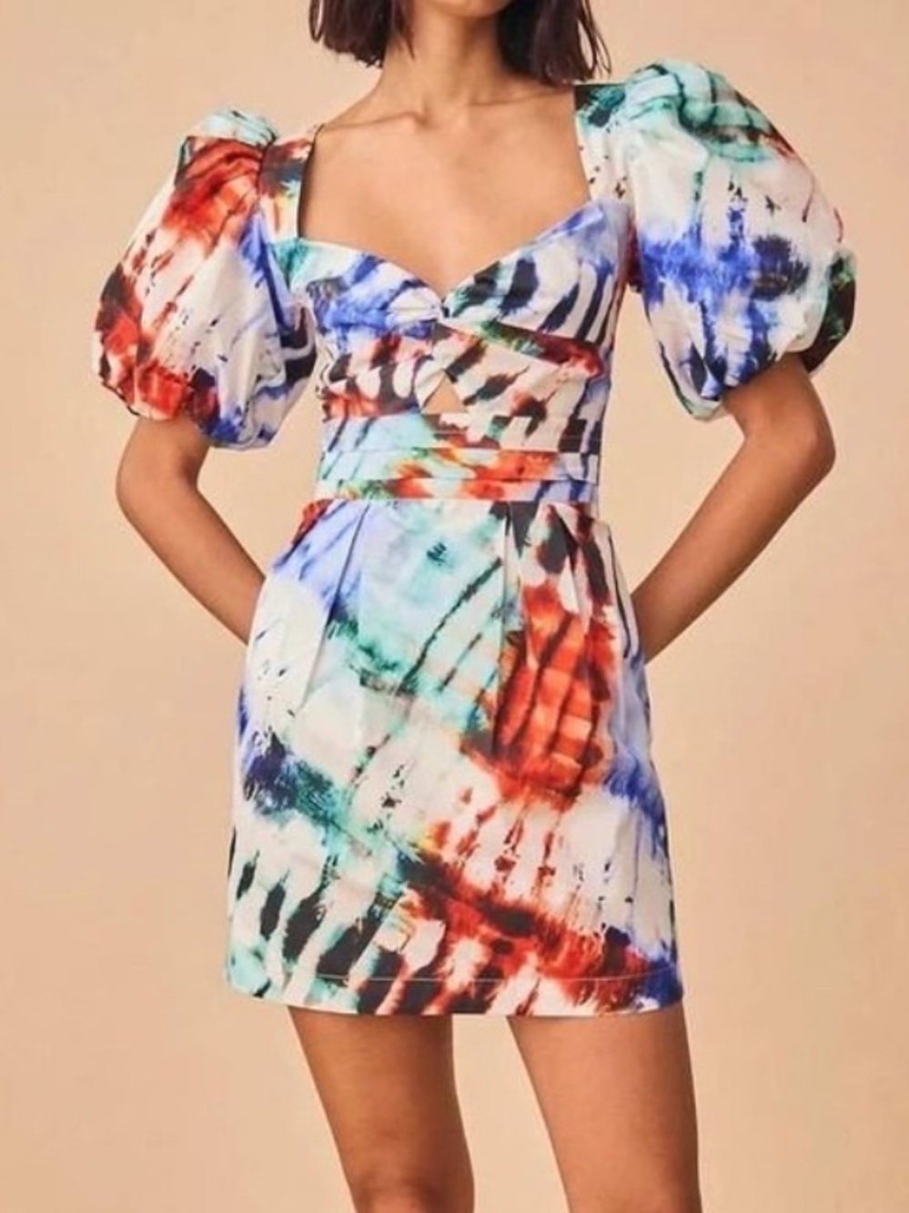 HUNTER BELL Tilly Multicolor Tie-Dye Mini Dress